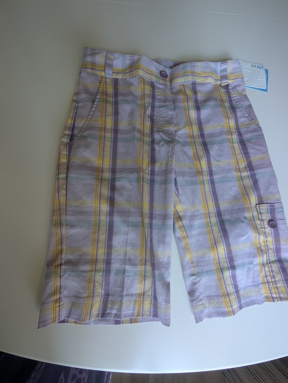 Lija Bermuda Short Athleisure Golf Active Plaid Lavender size 4 New w/ Tags - Picture 1 of 9